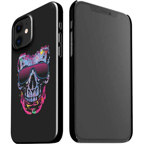 Liquid Blue Neon Skull with Glasses iPhone 12 Mini Lite Case