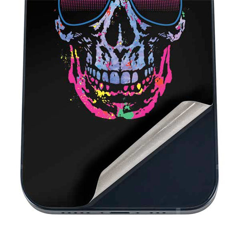 Liquid Blue Neon Skull with Glasses iPhone 12 Mini Skin