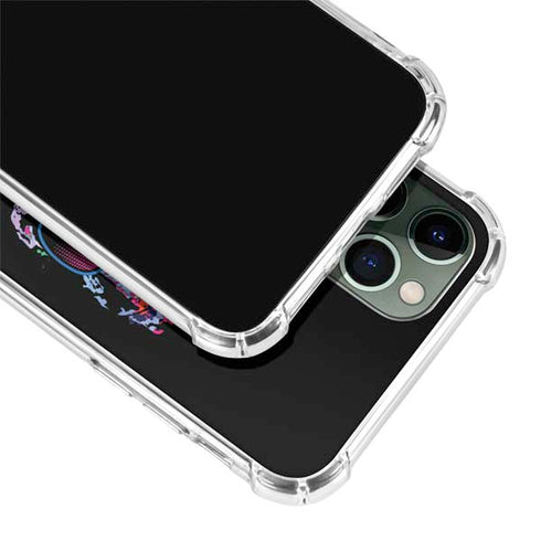 Liquid Blue Neon Skull with Glasses iPhone 12 Pro Clear Case