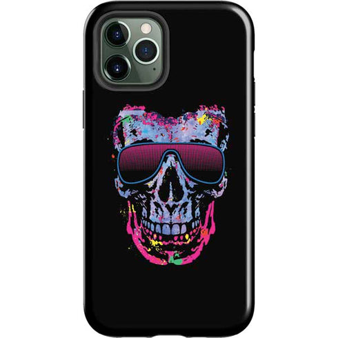 Liquid Blue Neon Skull with Glasses iPhone 12 Pro Impact Case