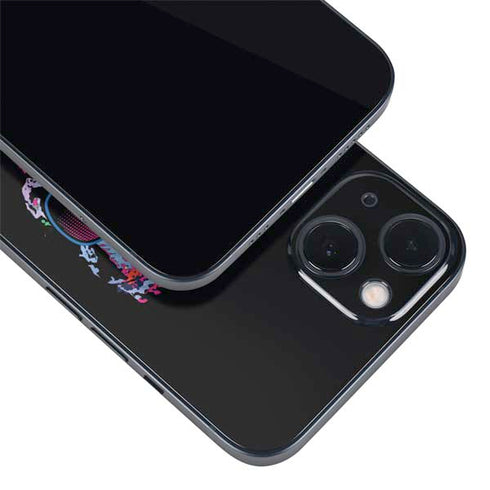 Liquid Blue Neon Skull with Glasses iPhone 13 Mini Skin