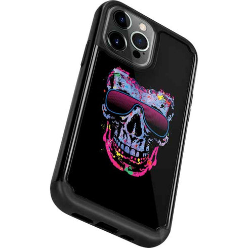 Liquid Blue Neon Skull with Glasses iPhone 13 Pro Cargo Case