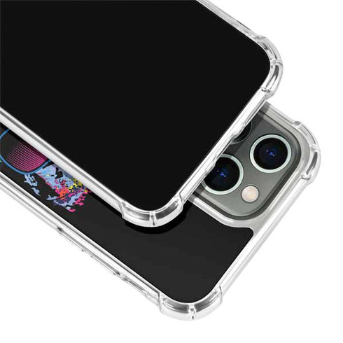 Liquid Blue Neon Skull with Glasses iPhone 13 Pro Clear Case