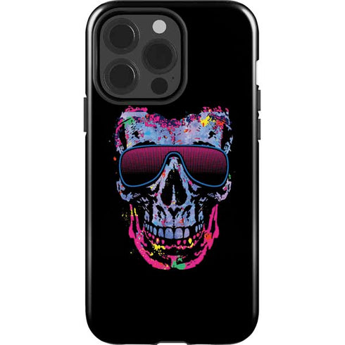 Liquid Blue Neon Skull with Glasses iPhone 13 Pro Impact Case