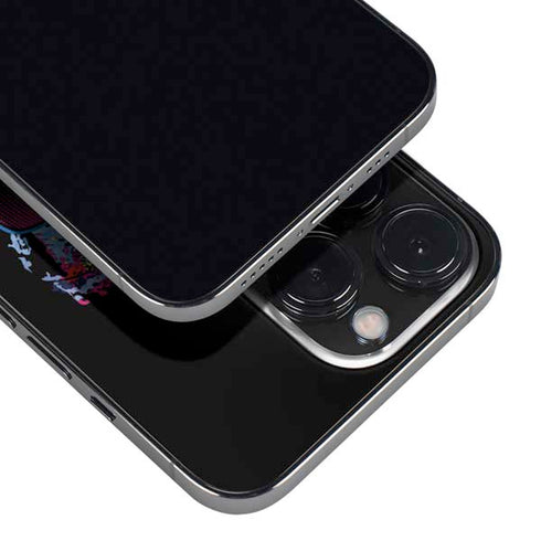 Liquid Blue Neon Skull with Glasses iPhone 13 Pro Skin