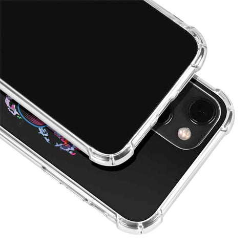 Liquid Blue Neon Skull with Glasses iPhone 14 Plus Clear Case
