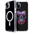 Liquid Blue Neon Skull with Glasses iPhone 15 Plus MagSafe Case