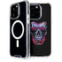 Liquid Blue Neon Skull with Glasses iPhone 14 Pro MagSafe Case