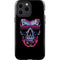 Liquid Blue Neon Skull with Glasses iPhone 14 Pro Max Impact Case