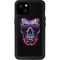 Liquid Blue Neon Skull with Glasses iPhone 15 Plus Waterproof Case
