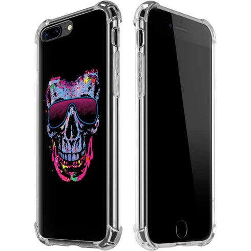 Liquid Blue Neon Skull with Glasses iPhone 7/8 Plus Clear Case