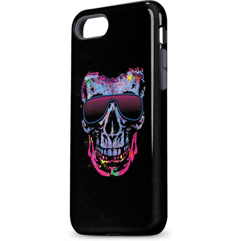 Liquid Blue Neon Skull with Glasses iPhone 8 Pro Case