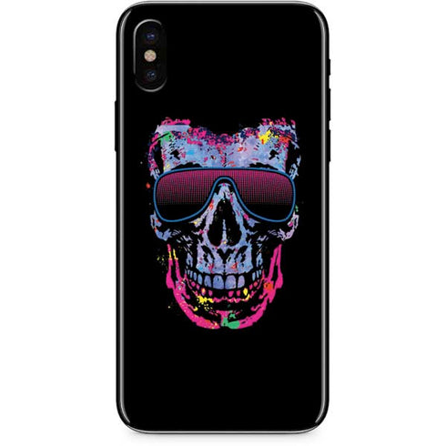 Liquid Blue Neon Skull with Glasses iPhone 8 Skin