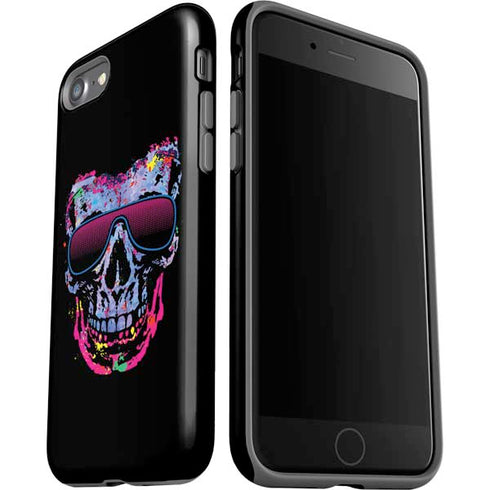 Liquid Blue Neon Skull with Glasses iPhone SE (2nd & 3rd Gen) Pro Case