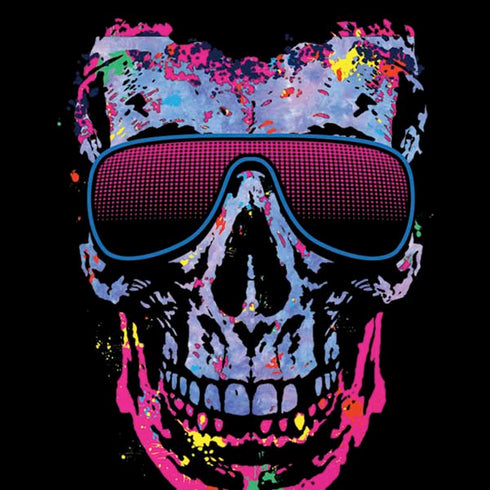 Liquid Blue Neon Skull with Glasses iPhone XR Skin