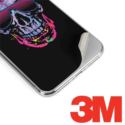 Liquid Blue Neon Skull with Glasses iPhone XS Max Skin