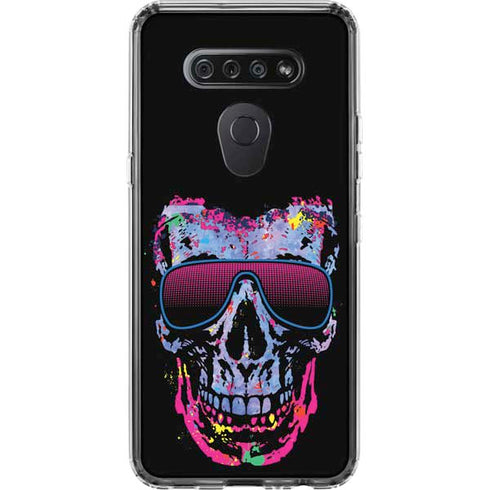 Liquid Blue Neon Skull with Glasses LG K51/Q51 Clear Case