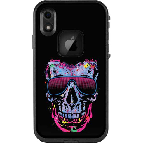 Liquid Blue Neon Skull with Glasses LifeProof Fre iPhone Skin