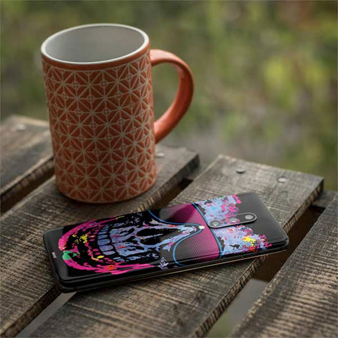 Liquid Blue Neon Skull with Glasses OnePlus 7 Pro Skin