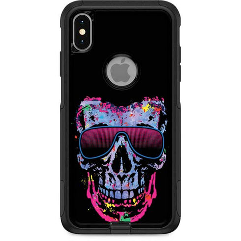 Liquid Blue Neon Skull with Glasses Otterbox Commuter iPhone Skin