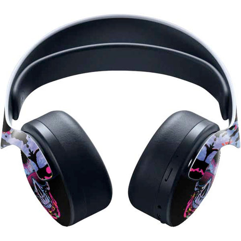 Liquid Blue Neon Skull with Glasses PULSE 3D Wireless Headset for PS5 Skin