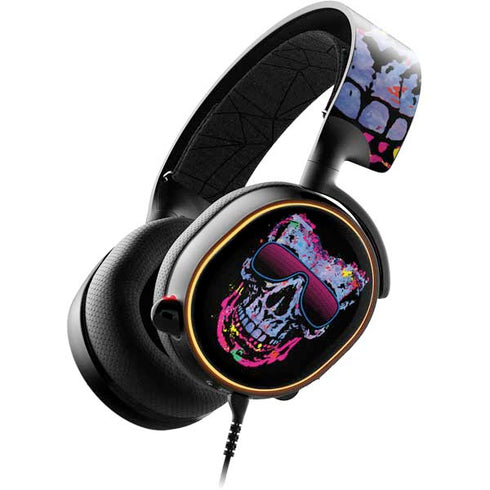 Liquid Blue Neon Skull with Glasses SteelSeries Arctis 5 Skin