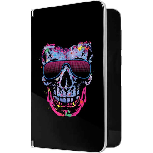 Liquid Blue Neon Skull with Glasses Surface Duo Skin