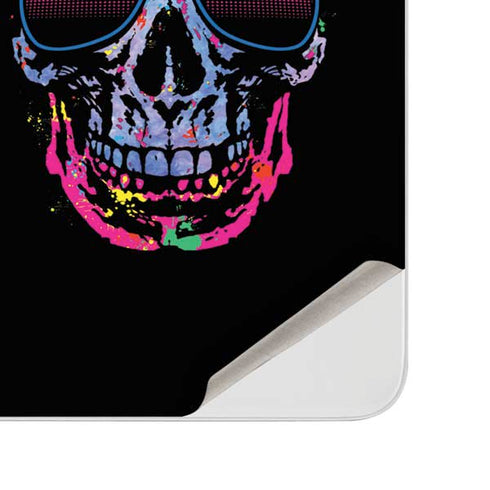 Liquid Blue Neon Skull with Glasses Surface Duo Skin