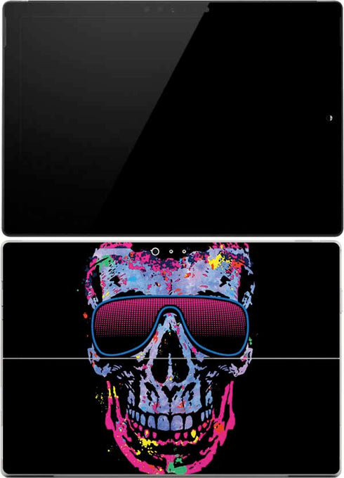 Liquid Blue Neon Skull with Glasses Surface Pro 4 Skin