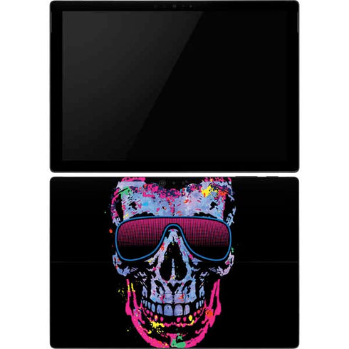 Liquid Blue Neon Skull with Glasses Surface Pro 6 Skin