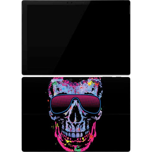 Liquid Blue Neon Skull with Glasses Surface Pro 7 Skin