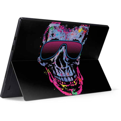 Liquid Blue Neon Skull with Glasses Surface Pro 7 Skin