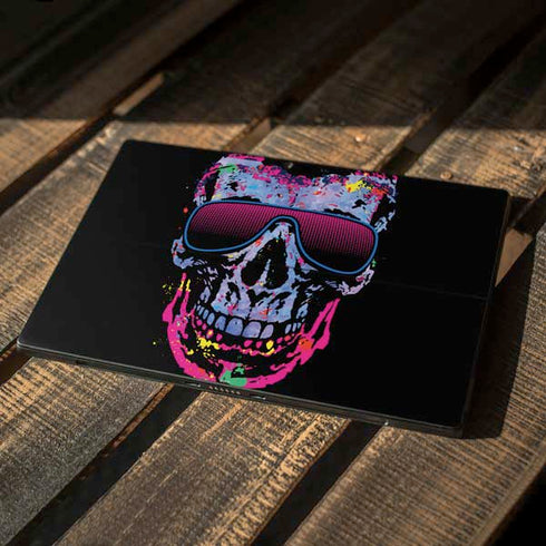Liquid Blue Neon Skull with Glasses Surface Pro 7 Skin