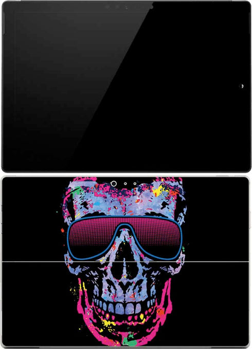 Liquid Blue Neon Skull with Glasses Surface Pro (2017) Skin