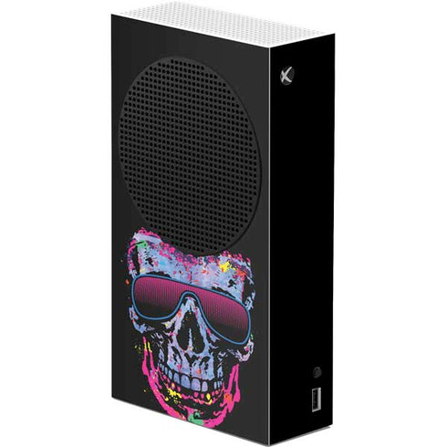 Liquid Blue Neon Skull with Glasses Xbox Series S Console Skin