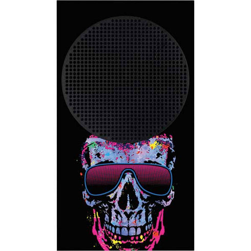 Liquid Blue Neon Skull with Glasses Xbox Series S Console Skin