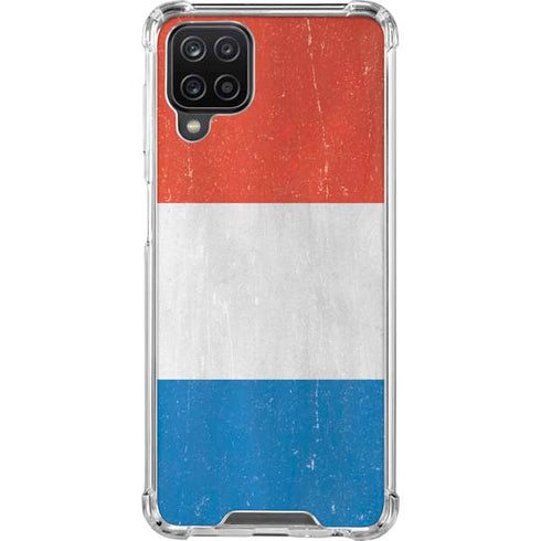 Netherlands Flag Distressed Galaxy A12 Clear Case