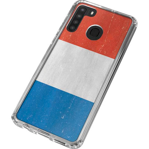 Netherlands Flag Distressed Galaxy A21 Clear Case