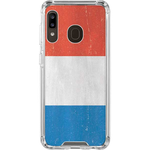 Netherlands Flag Distressed Galaxy A30 Clear Case