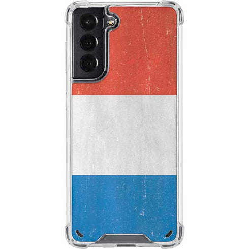 Netherlands Flag Distressed Galaxy S21 5G Clear Case