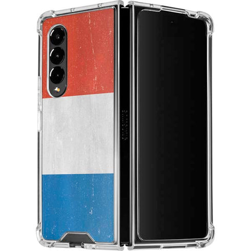 Netherlands Flag Distressed Galaxy Z Fold4 5G Clear Case