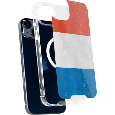 Netherlands Flag Distressed iPhone 14 Plus MagSafe Case