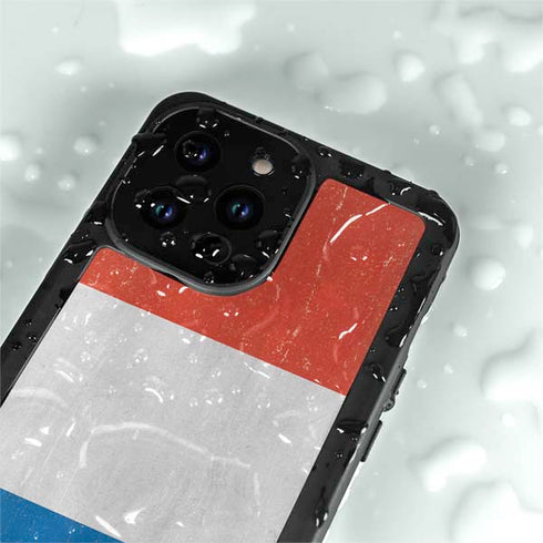 Netherlands Flag Distressed iPhone 14 Pro Waterproof Case