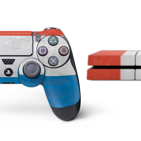 Netherlands Flag Distressed PS4 Console and Controller Bundle Skin