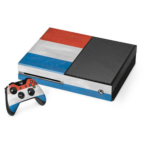 Netherlands Flag Distressed Xbox One Console and Controller Bundle Skin