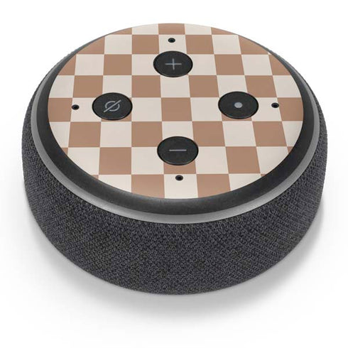 Neutral Checkered Amazon Echo Dot Skin