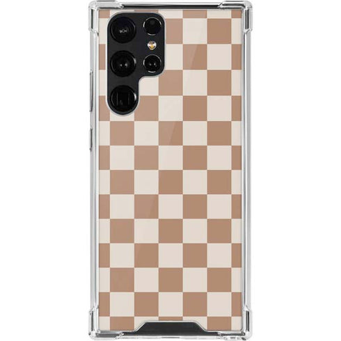 Neutral Checkered Galaxy S22 Ultra Clear Case