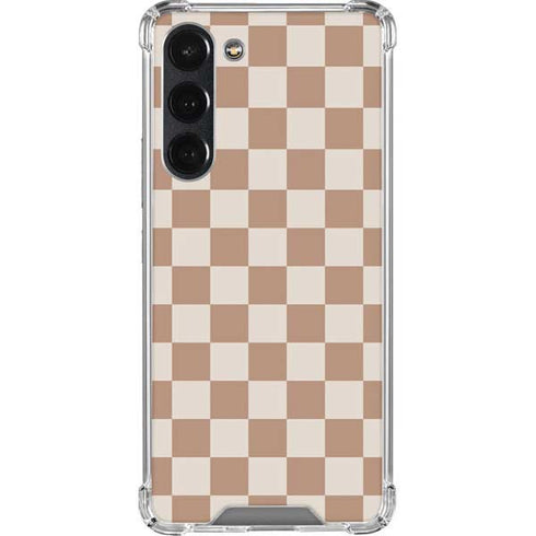 Neutral Checkered Galaxy S23 Plus Clear Case