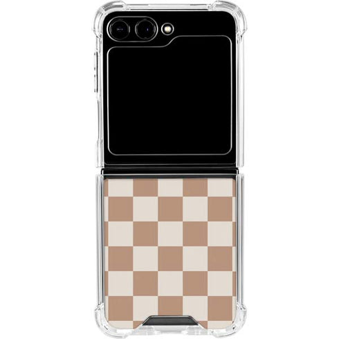 Neutral Checkered Galaxy Z Flip5 5G Clear Case