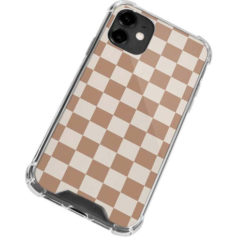 Neutral Checkered iPhone 12 Clear Case